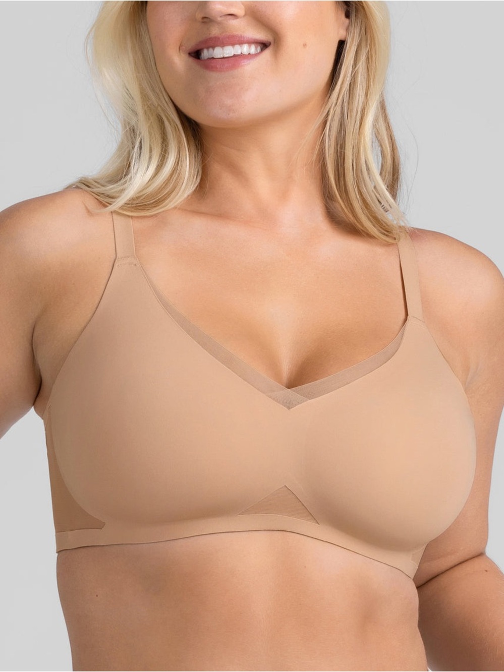Honeylove CrossOver Bra Wireless Lift Sand Beige Size Large Best Fits 38B & 38C